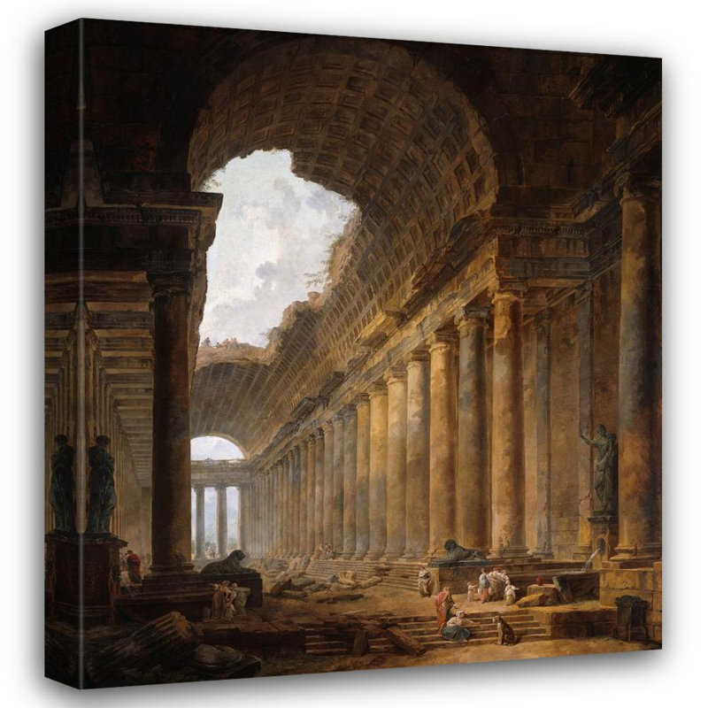 «The Old Temple» par Hubert Robert - Art mural sur toile tendue avec châssis, H 40 po x l 28 po
