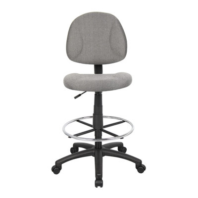 Jea Drafting Stool Chair, Gray Tweed, Contoured Back And Footring