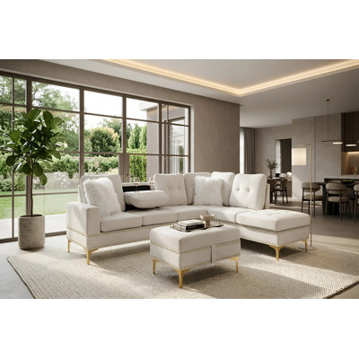 Canapé modulaire en velours beige Pershore