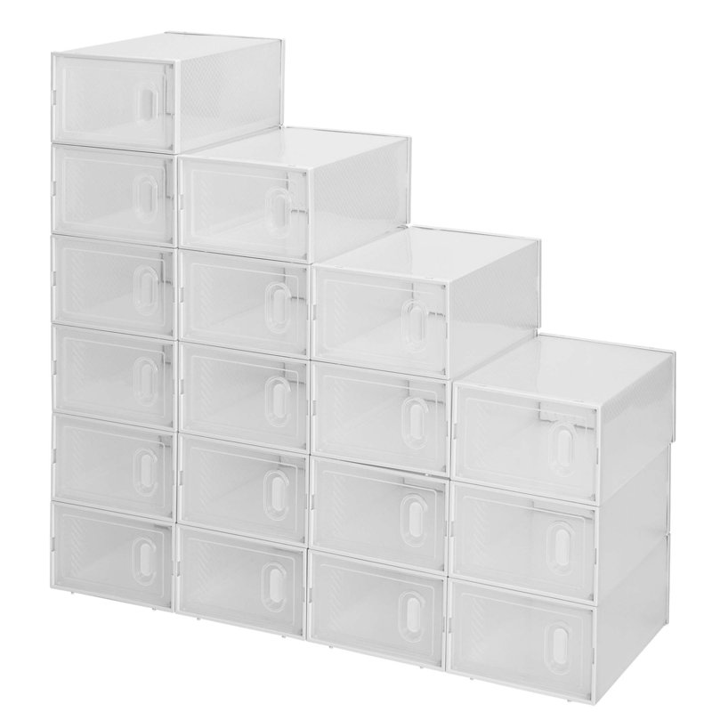 Shoe Storage Boxes 18 Pack Clear Plastic Stackable
