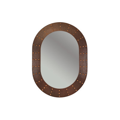 35" Oval Hammered Copper Mirror with Hand Forged Rivets