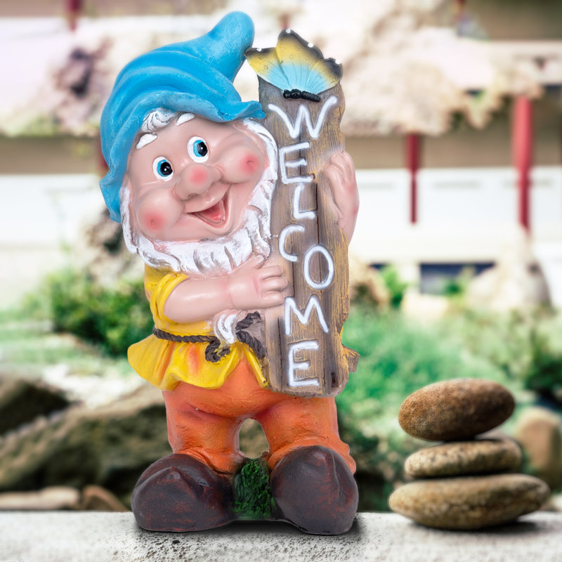 Welcoming Gnome Statue: Garden Elegance in Weather-Resistant Design