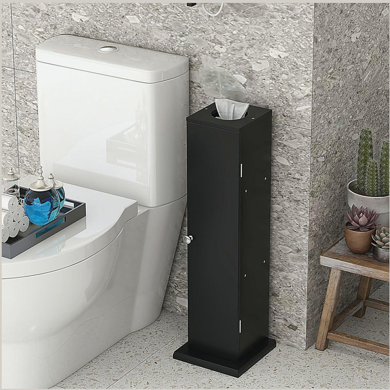 Armoire à papier hygiénique, armoire de coin de petite salle de bain avec portes et tablettes, rangement pour salle de bain mince