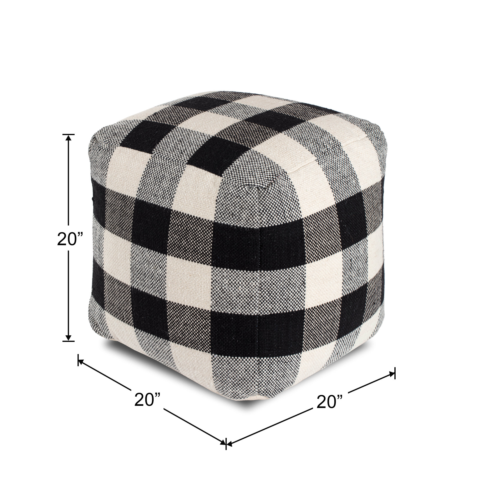 Guinda Upholstered Pouf, Black