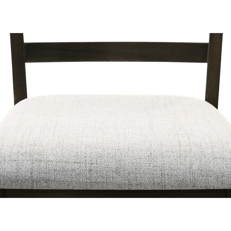 2 tabourets de bar de salle à manger rembourrés à hauteur de comptoir de 2 pièces au fini brun avec coussin de siège gris et sièges à dossier courbé