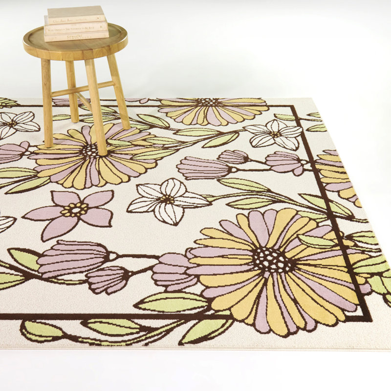 Tapis orange / vert Arden, 7 pi 10 po x 10 pi