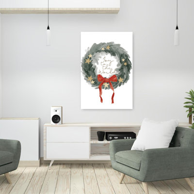 Joy to the World Wreath 1 Piece Wrapped Canvas Wall Art