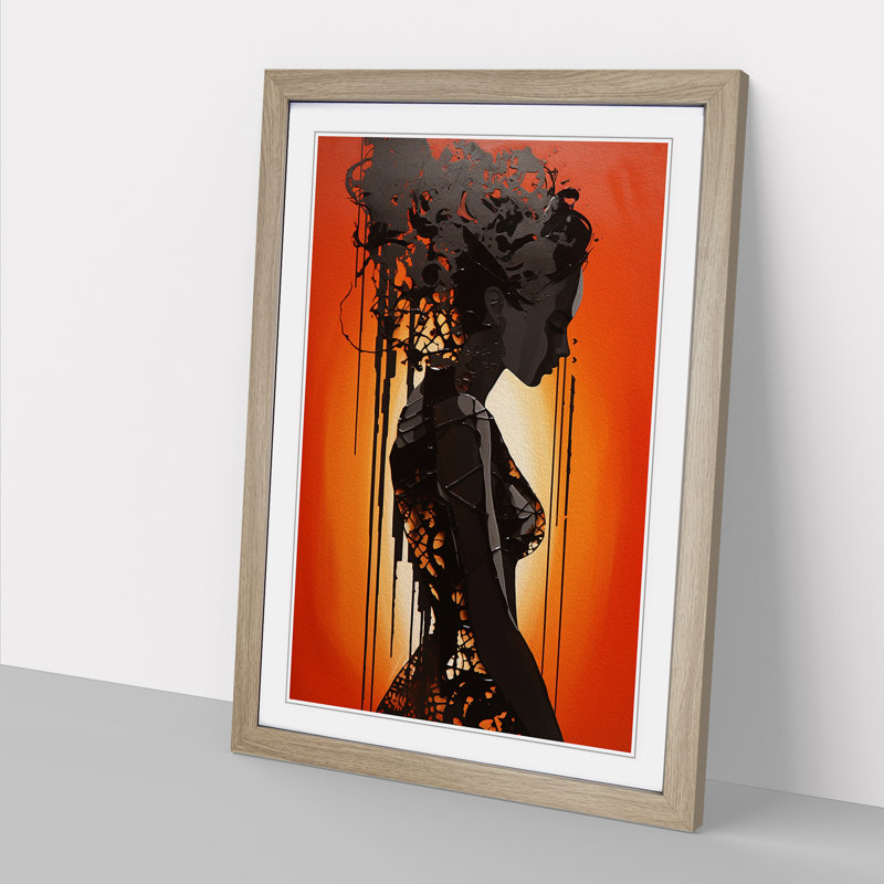 Woman Hard Edge - Single Picture Frame Print on Wood, Oak, 64cm H x 46cm W x 2cm D