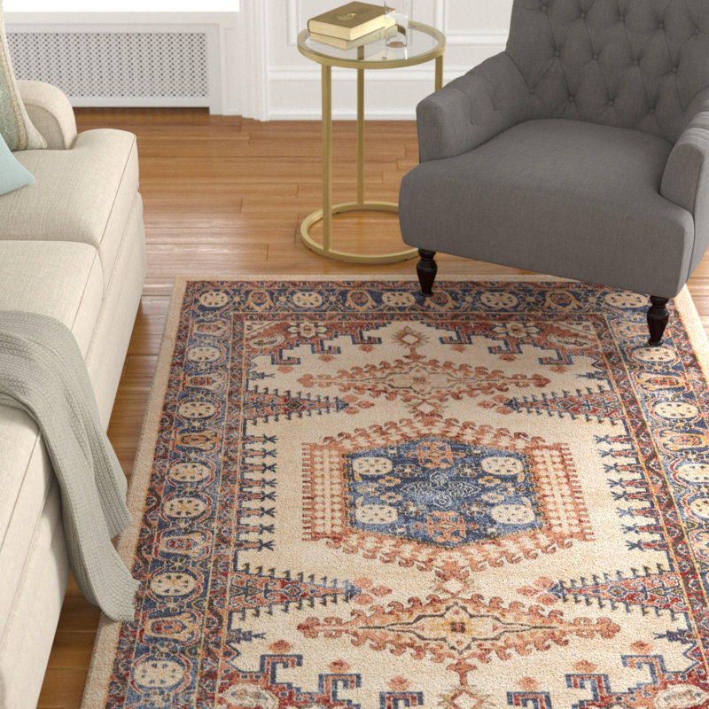 Vern Oriental Area Rug, Rectangle 4'1" x 6'1", Cream