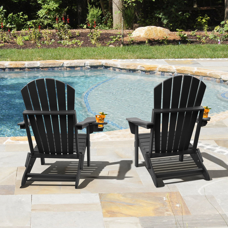 Chaise Adirondack pliable pour l'extérieur, Noir