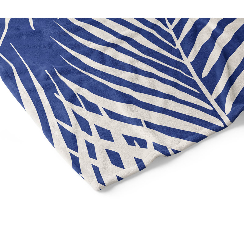 Couverture en velours de coton Waving Palms, L 60 po x l 50 po, Marine