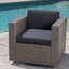 Élégante chaise de patio rotative avec coussins - gris noir et fer pivotant extérieur amovible et repose-pieds robuste-1586631344