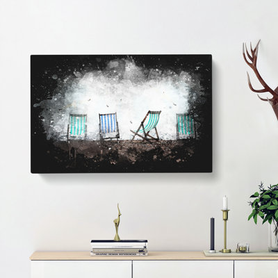 Deckchairs On Brighton Beach - Wrapped Canvas