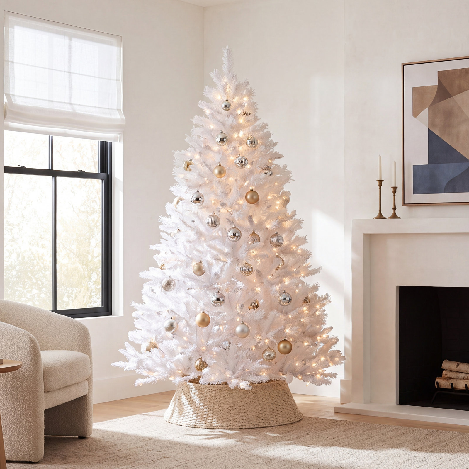 Pre-Lit White Pine Christmas Tree, 7'