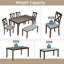 6 tables de salle à manger avec plateau rectangulaire, 4 chaises et un banc spacieux, une table et-1013345124