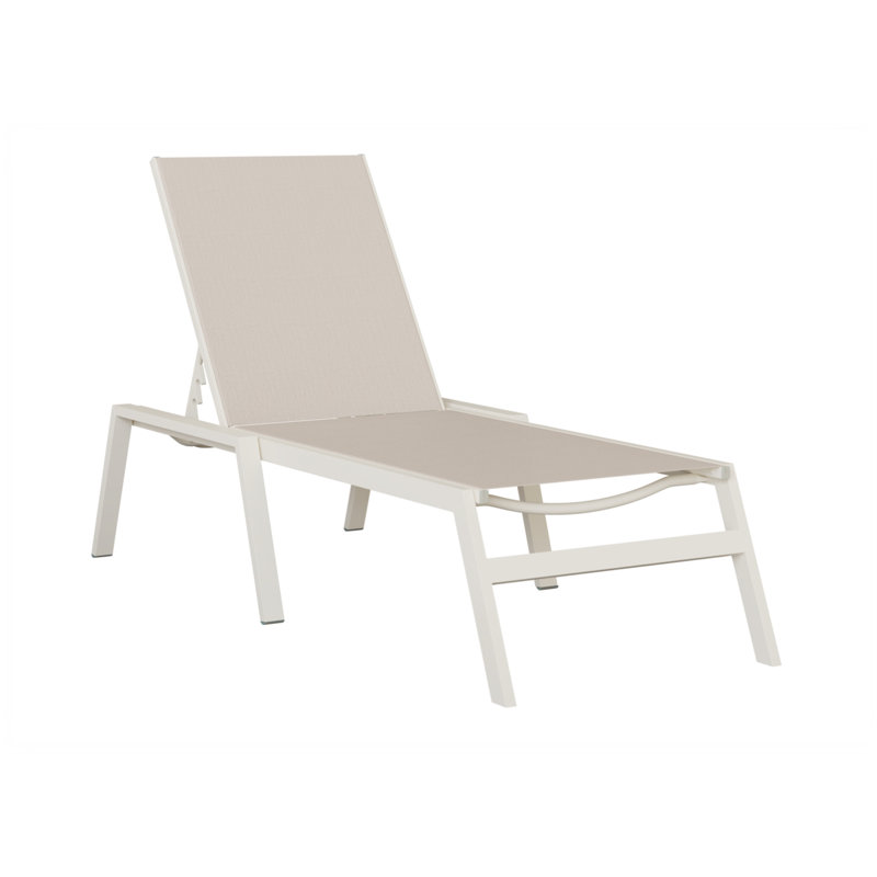 Chaise longue sans accoudoirs Berlin Gardens Vida, Blanc mat, Beige
