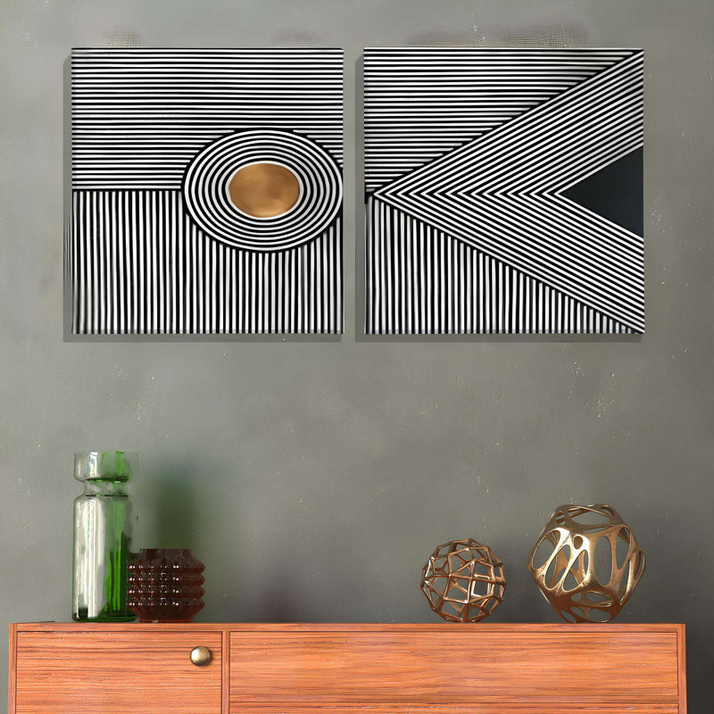 Peintures décoratives élégantes (2 pièces), 12 x 12 pouces | 100% toile avec cadre 100% bois | Parfait pour le salon, la chambre à coucher ou le bureau, ajoute une touche d'élégance et de modernité à tout espace