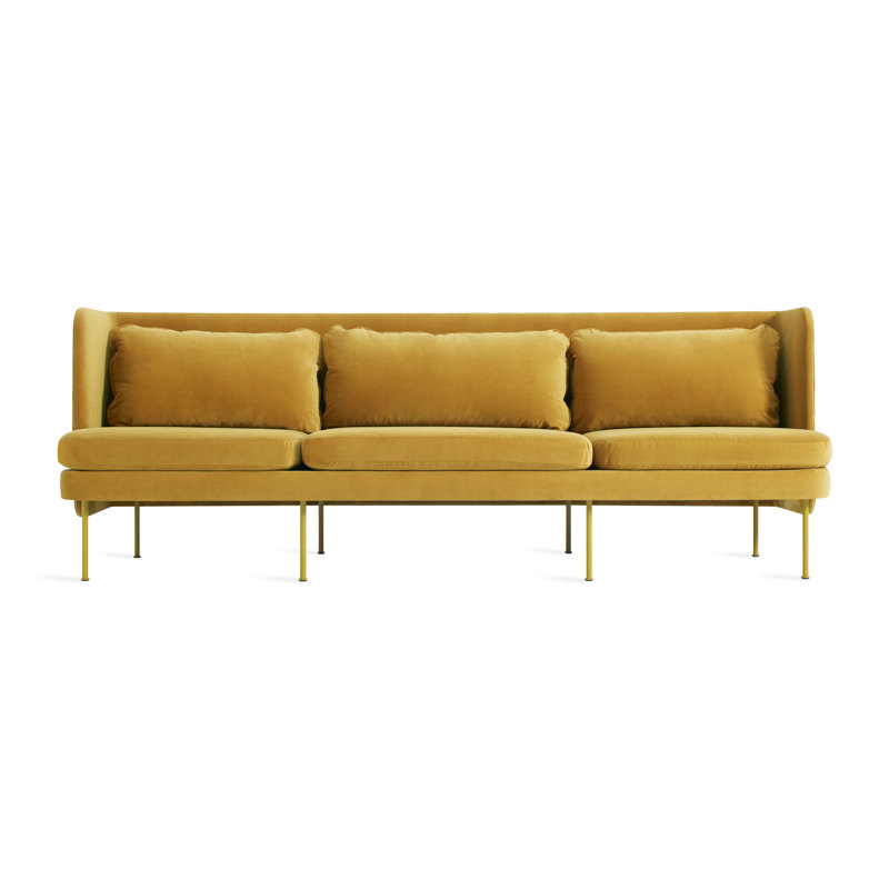 Bloke Sofa, Ochre Velvet 100% Polyester, 34" H x 95" W x 32" D, Orche