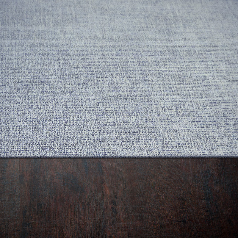 Tapis bleu en laine fabriqué à la main Carreon, Rectangle 3 pi 3 po x 5 pi 3 po