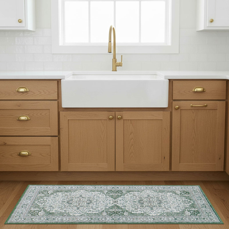 Dream Mink Rylan Printed Chenille Rugs, 2' x 4', Green