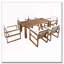 Ensemble de salle à manger 7 pièces pour 6 personnes en bois d'acacia avec trou pour parasol (moka)-935153423