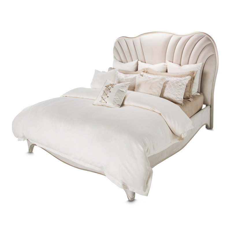 London Place Queen Velvet Bed – Pearl, Queen