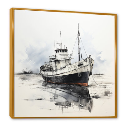 " Gray And White Fishing Boat "