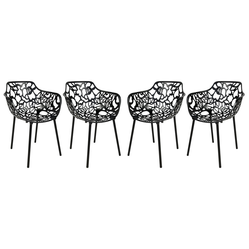 Fauteuil de patio Rabia, Ensemble de 4, Orange