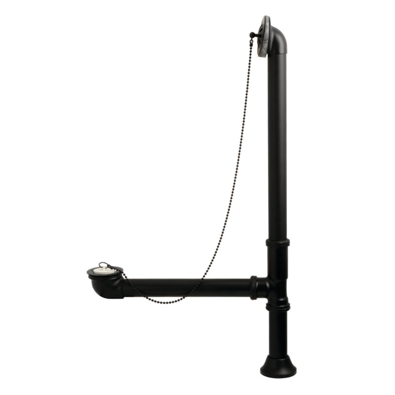 Kingston Brass Vintage Brass Chain and Stopper Tub Waste and Overflow, Matte Black