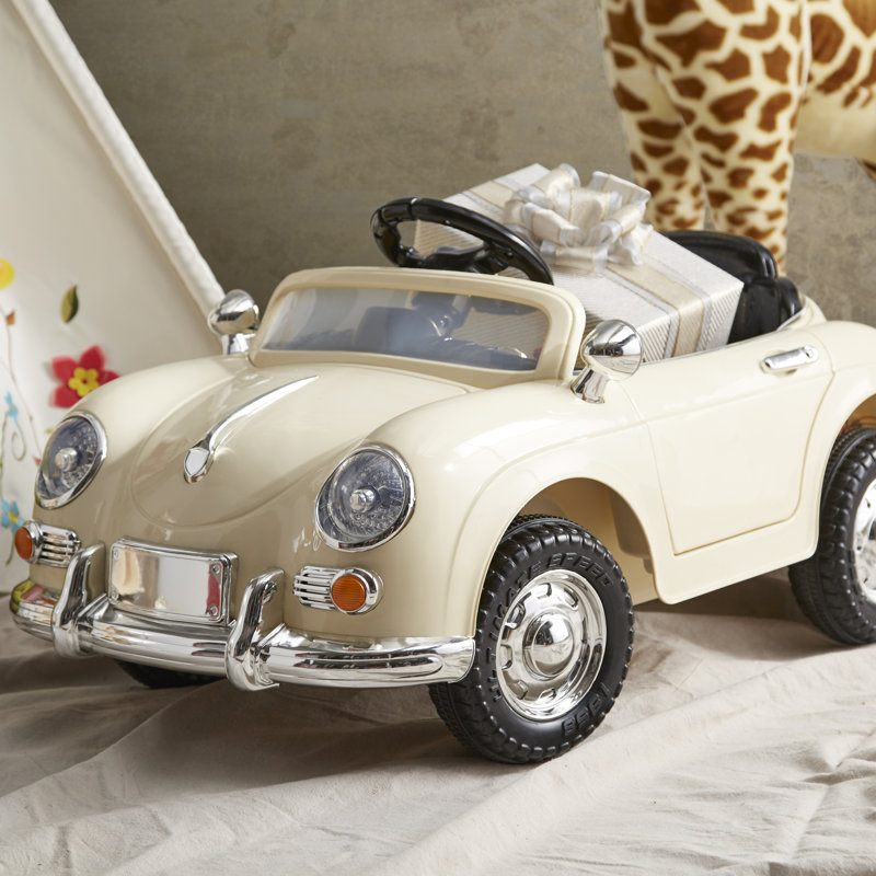 Cream Classic 6V Battery Powered Ride-On Car with Remote