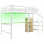 Lit mezzanine double en métal avec bureau, petite armoire et rangement à DEL-201416201