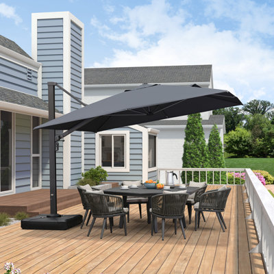Mcelfresh Square Cantilever Umbrella With Base,Gray