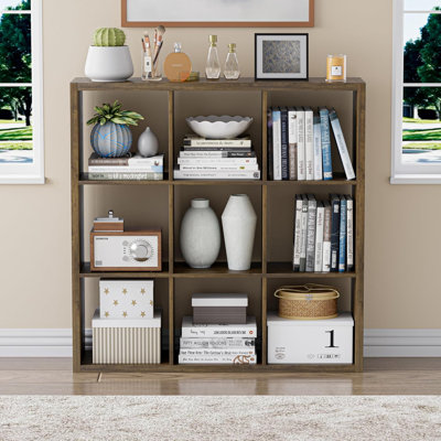 9-Cube Bookcases, Wooden Storage Organizer Bookcase, Display Shelf for Living Room Bedroom Office