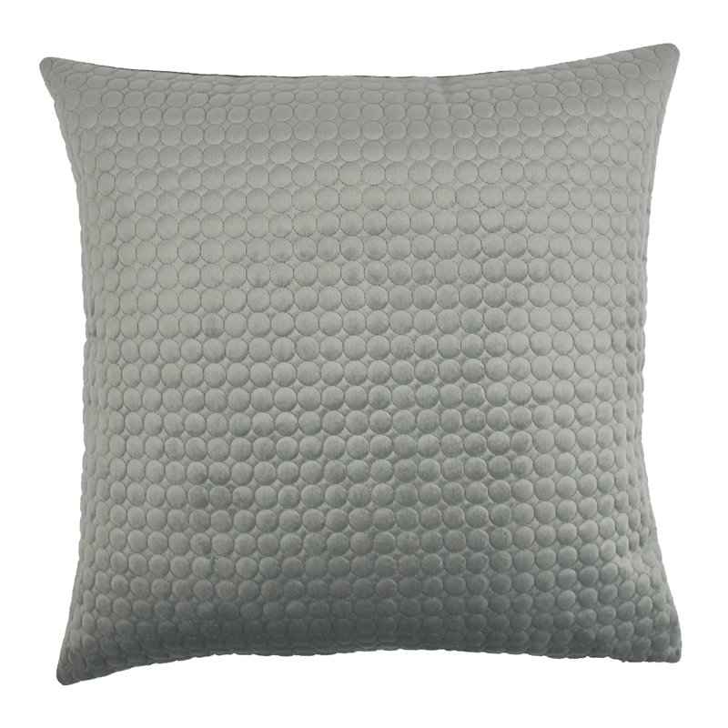  Embroidered Circle Velvet Throw Pillow, Silver Gray