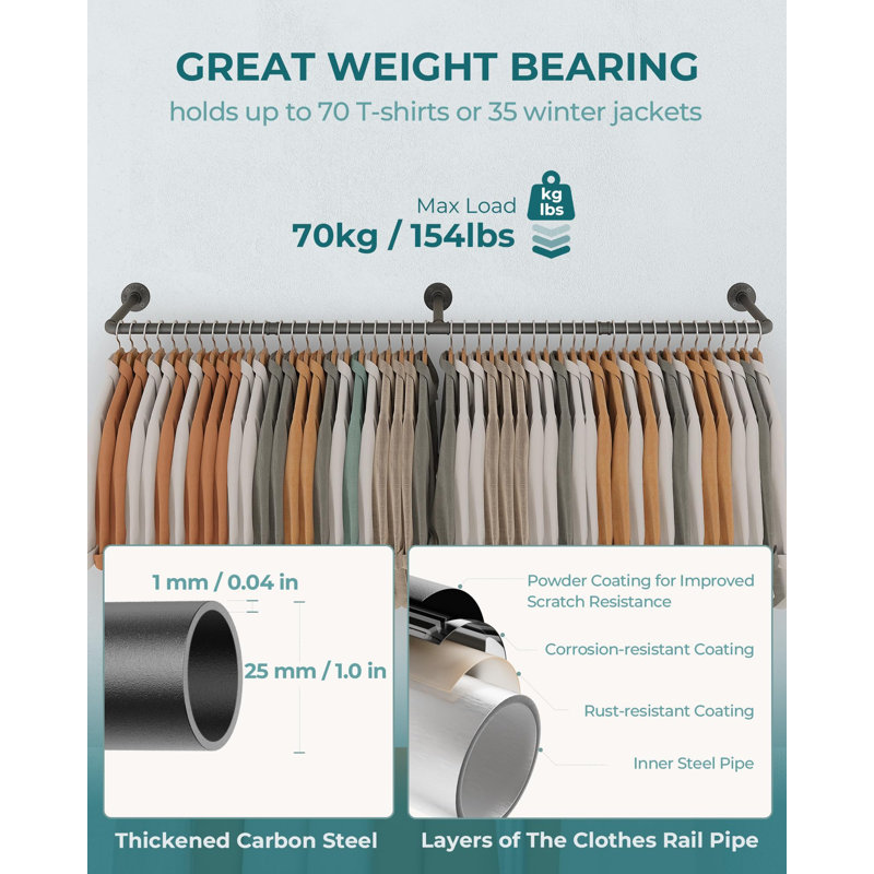 Michihisa Metal Wall Mounted Clothes Rack