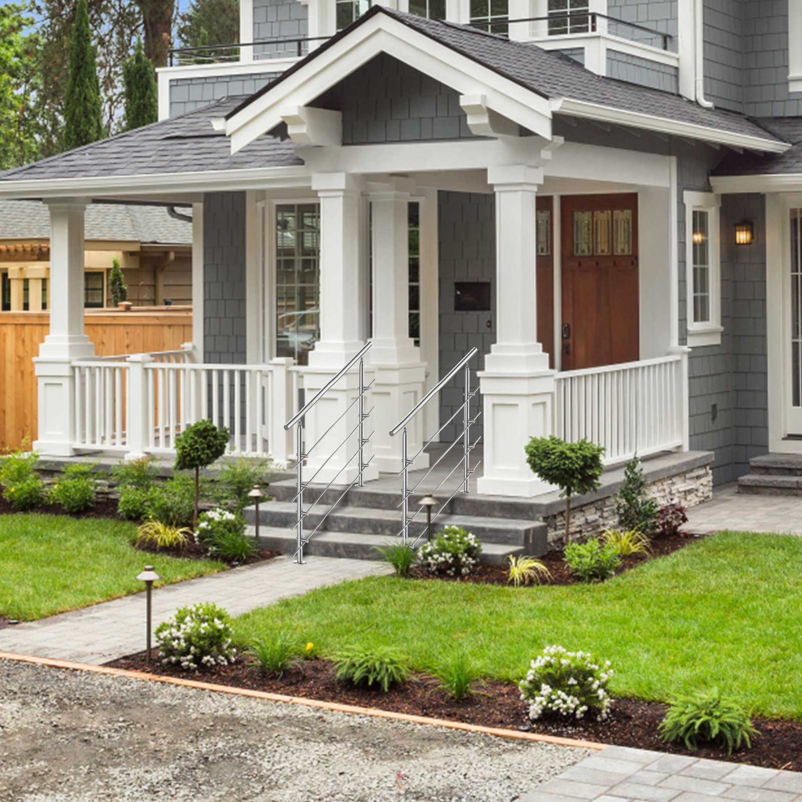 Vingo Stainless Steel Staircase Ramp With 4 Crossbars, Entry Balustrade ...