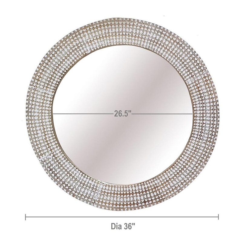 Solid Wood Frame Round Wall Mirror