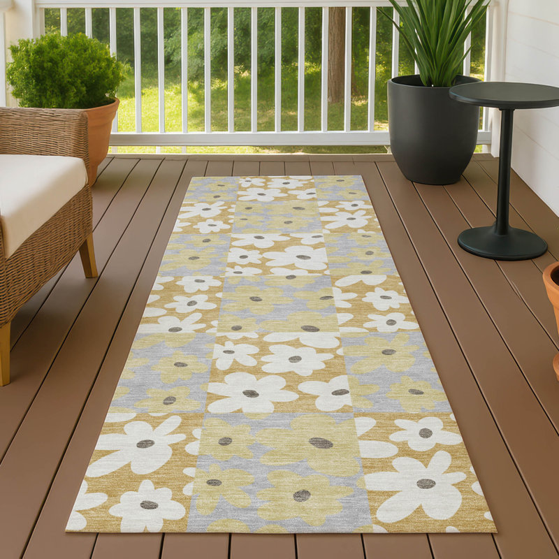 Machine Washable Indoor/Outdoor Chantille ACN2476 Floral Rug, Chocolate, 2'6" x 3'10"