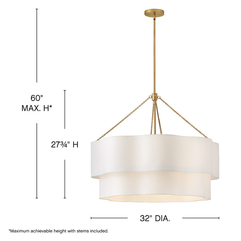 Gwen 8 - Light Steel Chandelier, Lacquered Brass