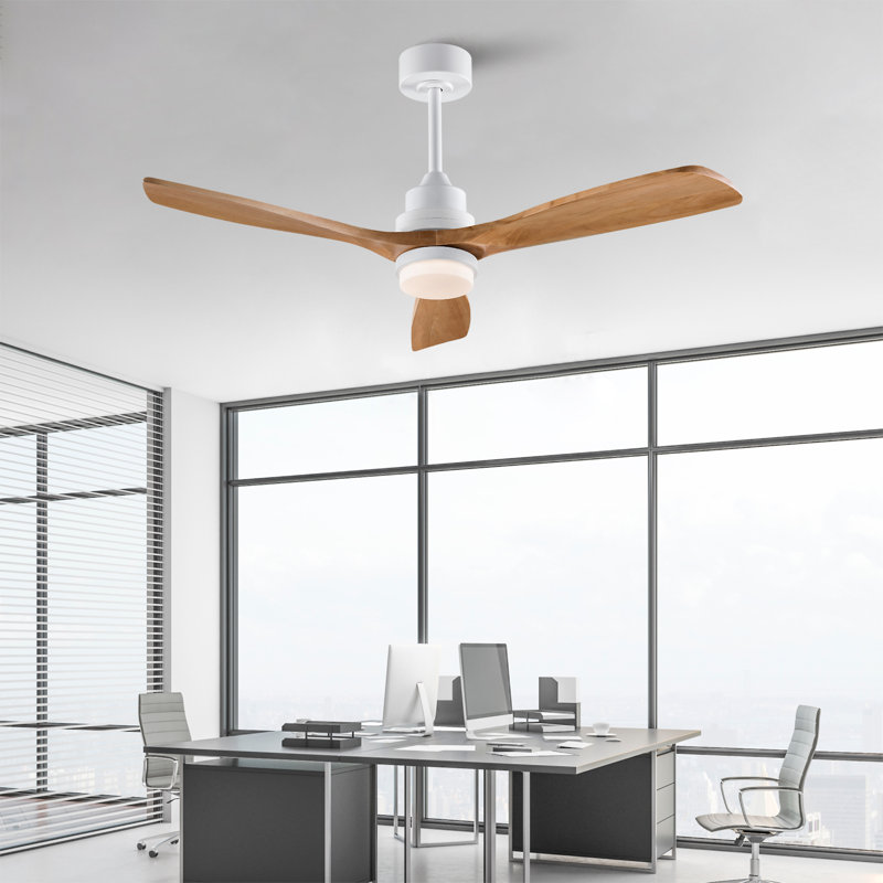 Hot Ventilateur de plafond moderne de 52 pouces avec moteur à courant continu réversible à télécommande 3 pales à intensité variable 3 couleurs