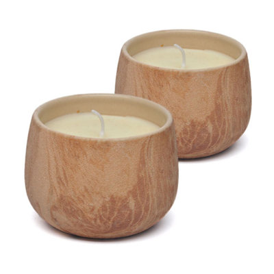 Terra Cotta Set of 2 8 oz. Floral Scented Ceramic Jar Candles