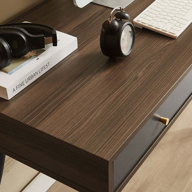 Bureau d'écriture avec tiroirs, Noyer / gris foncé