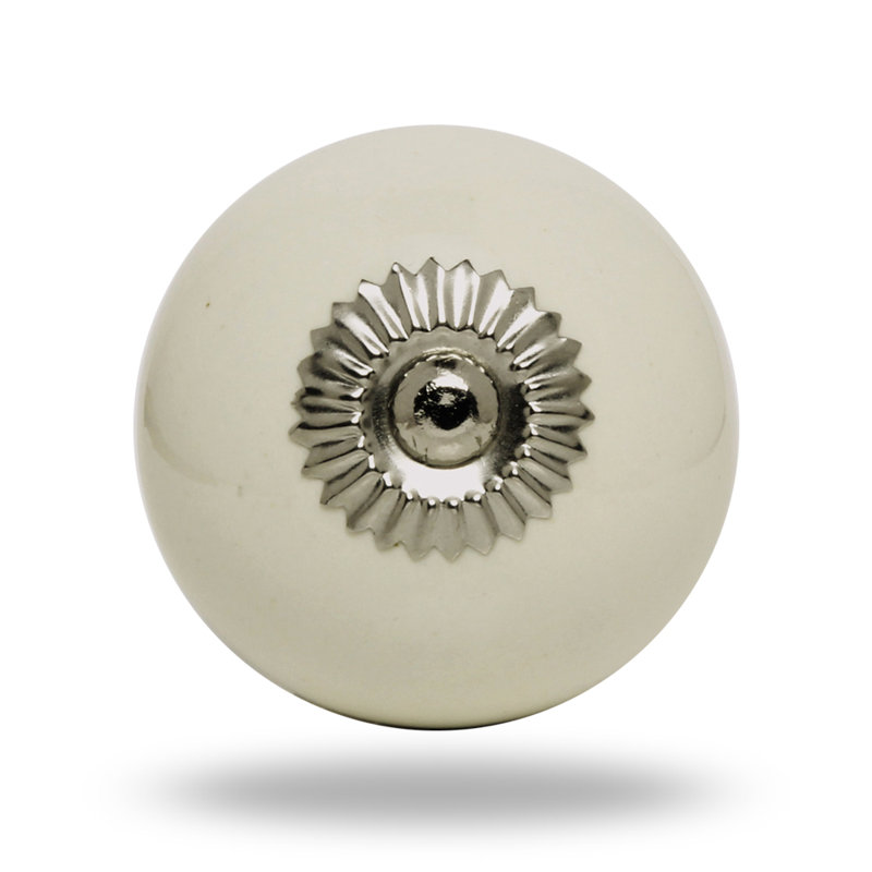 Tomato Oversized 1.6" Diameter Round Knob Multipack, Cream Chrome