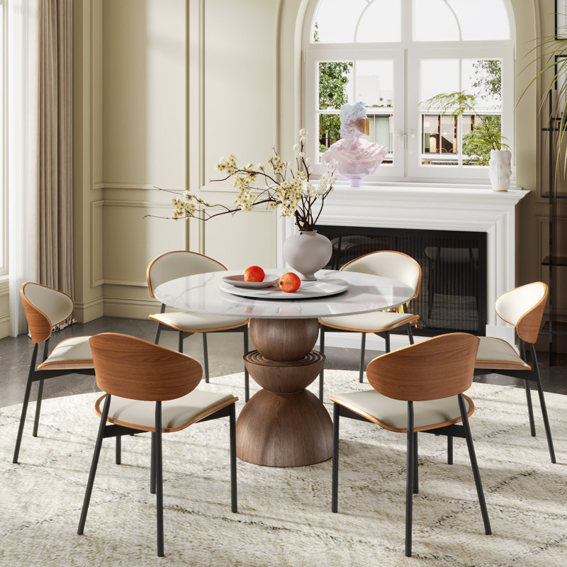 Table de salle à manger Modern Modern, H 29,53 po x l 47,24 po x P 47,24 po, Blanc