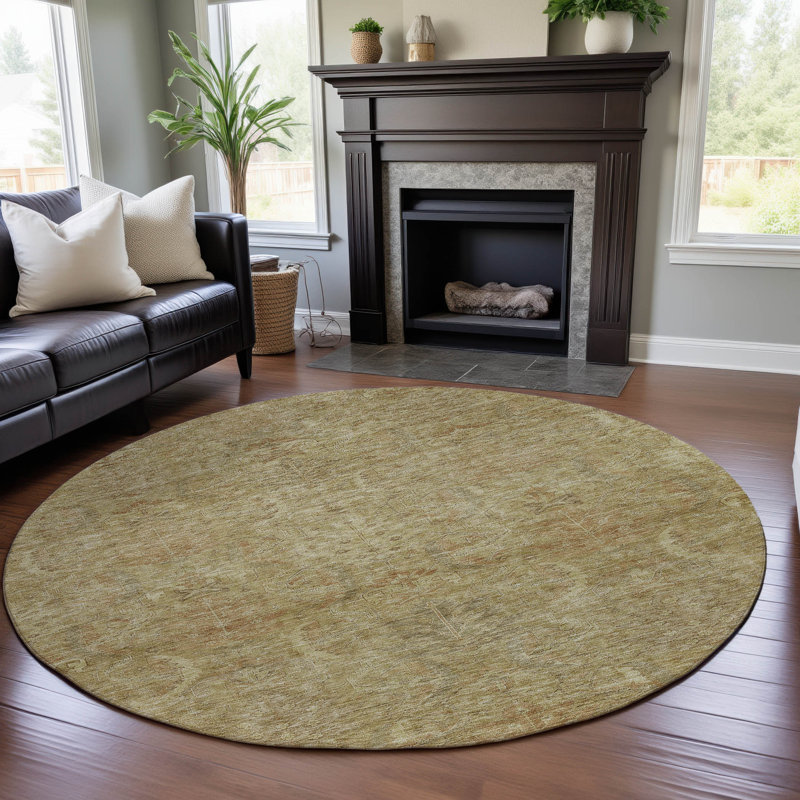 Premium Machine Washable Dahl AMF1082 Damask Rug, Round 8'