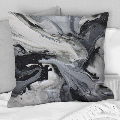 Black And Grey Harmony In Chaos - Abstract Printed Throw Pillow
