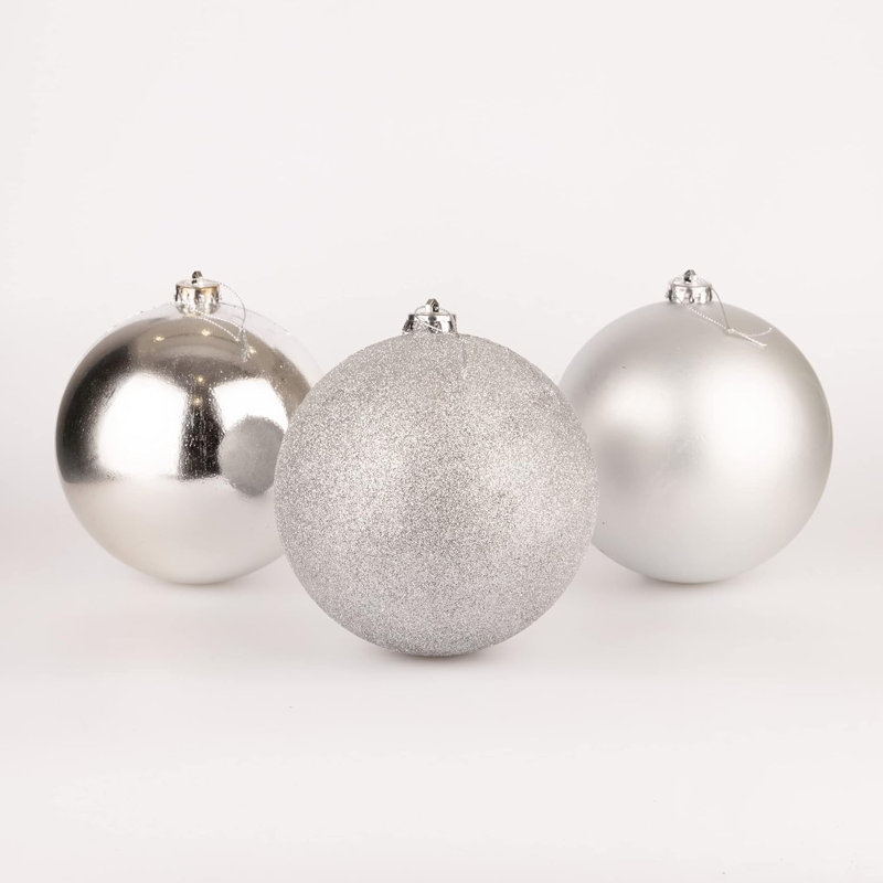 Polyvinyl Chloride (PVC) Bauble, Silver, 6cm H x 6cm W x 6cm D