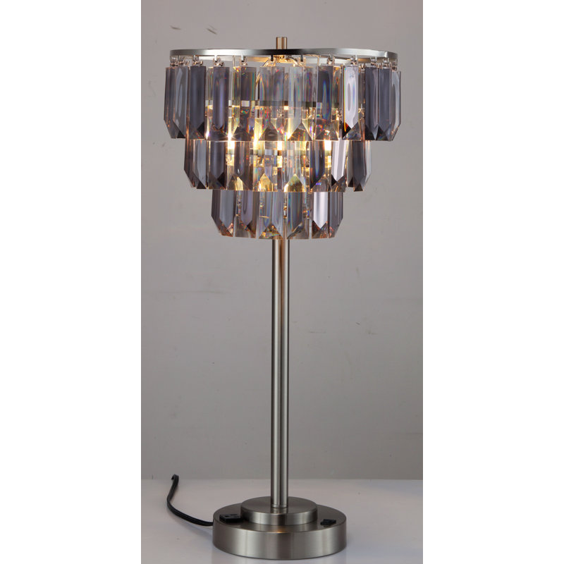 Lampe de table contemporaine à abat-jour en cristal H 27,5 po (1pc / Ctn) (1,01 / 9,25)