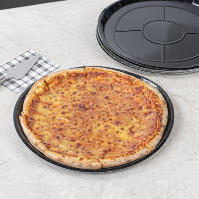 Eco Pie 16 Inch Paper Pizza Trays, 25 Round Pizza Pans - Oven-Ready, Microwavable, Black Paper Pan For Medium-Sized Pizzas, For Baking, Cooking, Bread, Meat, Or Pies - Restaurantware