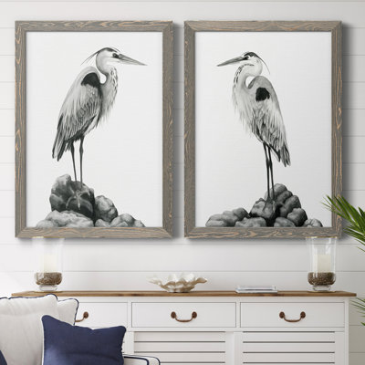 Shoreline Heron en toile de qualité supérieure - Prêt à accrocher